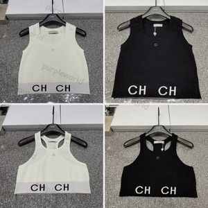 Designer Women Sleeveless Knitted Vest Letter Sexy Cropped Tank Tops Pullover Sport Tops