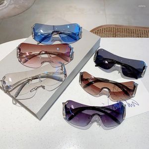 Sunglasses Vintage Conjoined Y2K Style Rimless Pilot Goggles Europe And America Uv400 Unisex Glasses For Spicy Girls