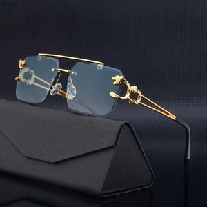 Sonnenbrille Luxusquadratische Sonnenbrille Herrenmarke Designer Retro Frameless Sonnenbrille Herren modische Retro -Spiegeloberfläche Oculos de Soll240403