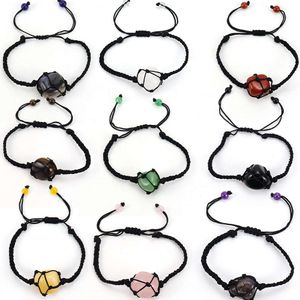 Tiktok Live Hand -Woven Black Jade Thread Crystal Original Stone Mesh Bag Bracelet Aductable Bracelets Bundle for Girls、Beaded Jewelry