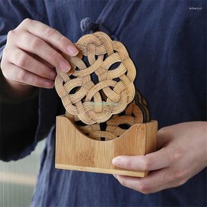 Teeschalen Hochwertige Bambus-Anti-Scald-Wärme-Isolierung Teaset Japaner Set Accessoires Cup Halter