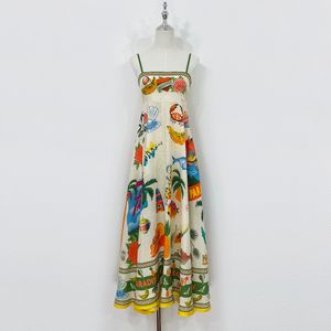 Spring/Summer New Linen Print Sling Dress
