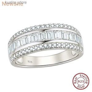 Pierścienie klastra Newshe Pure 925 Sterling Srebrny luksusowy zaręczyny Pierścienie wieczności dla kobiet Księżniczka Aaaaa Cubic Zirconia Jewelry L240402