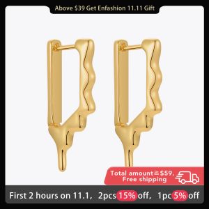 Earrings ENFASHION Melted Hoop Earrings For Women Pendientes Mujer Piercing Earings Gold Color Fashion Jewelry Birthday Gift E221400