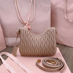 Verklig läder axelväska mode crossbody väska nappa handväska med avtagbar kedja tillfredsställa funktionella rosa väskor online aftonväska för kvinnor med låda