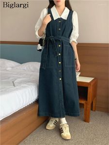 Arbetsklänningar vår 2 två stycken set kvinnor modis casual damer skjortor denim ärmlös korea stil ruffle pleated lös kvinna väst skjorta