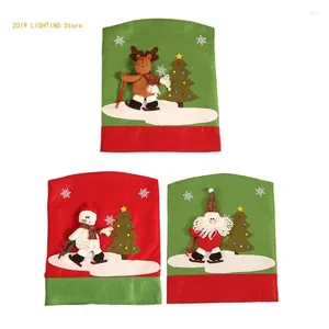 Chair Covers ForXmas Cartoon Santa Back Decor Holiday Festival