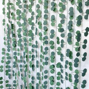 Flores decorativas 12pc Artificial Eucalyptus Garland Plantas falsas de 6,5 pés de vegeta