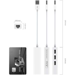 Cartão de rede Ethernet USB 3 portas de alta velocidade USB 2.0 para RJ45 Hub 10/100 Adaptador Ethernet Free Driver Free USB Hub LAN para MacBook Win