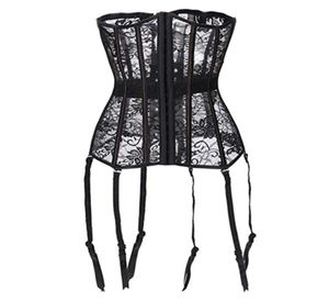 Sexy Corselet Latex Women Waist Corsets Cincher Black Floral Lace Underbust Corset Bustier Gothic Clothing W1611602855037