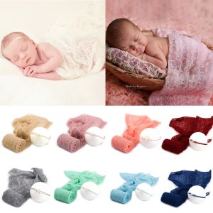 Photography 2PCS/Set Photo Shoot Props Knitted Mohair Receiving Wrap with Infant Hat Headband for Newborn Baby Photography Accessories 2023