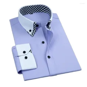 Herrenhemdhemden Qualität Langarm Shirt Non -Eisen Mode Doppelschicht Business Formal regelmäßiges Büro Camisa Social