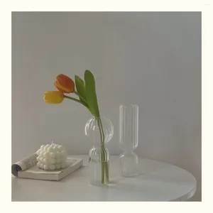 Vaser Flower Vase för modern heminredning Glas rustik bordsskiva terrarium bord prydnader dekorativa nordiska