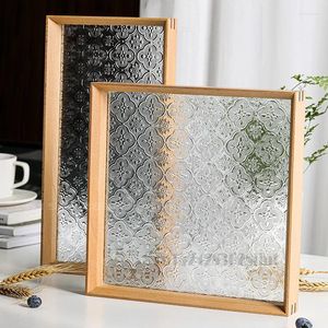 Tea Trays Vintage Begonia Pattern Glass Wood Tray Chinese-Style Ornament Storage Incense Candle Table Top Decoration