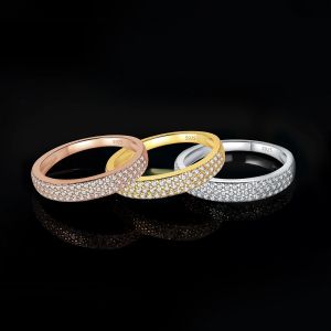 Clearance Big Discount Jewelrypalace 925 Sterling Silver 14K Yellow Rose Gold Band Stacking Ring Set For Women AAAAA CZ