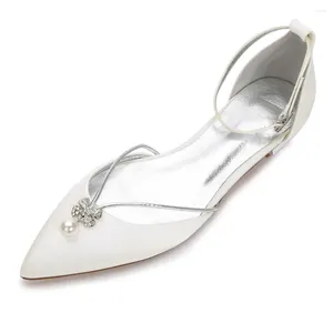 Sapatos casuais criativos, elegante e elegante, formato de flor de cristal de cristal de cetim, vestido de renda de cetim, plana doce pontia