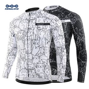 Jersey de ciclismo Kemaloce Mangas compridas homens homens brancos Jersey Bicycle Sirt Team Bike Wear Summer Premium Cycle Roupos 240325