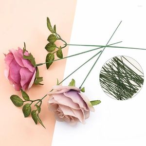 Dekorativa blommor 50st konstgjorda poljärntråd Silk rosor Blad för bröllop heminredning diy kransgåvor scrapbooking hantverk falska växter