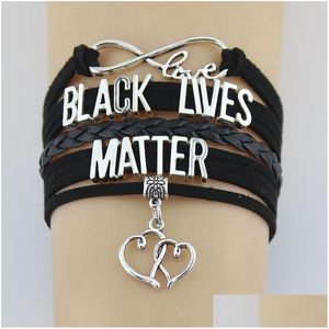 Charm armband oändlighet svarta liv materia Jesus hjärta älskar bokstäver mode knut läder flätan wrap armband för kvinnor män släpp deli dhaxd