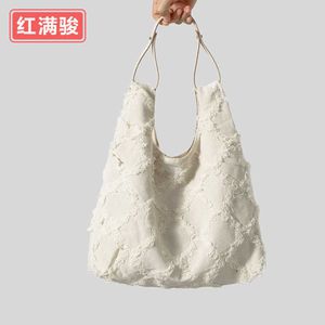 Ny Tassel Cotton and Linen Canvas Bag, Women's Artistic Style Shoulder Bag, stor kapacitet Vintage Handbag 240402