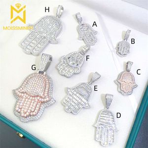 Collane di pendenti a mano moissanite a grandezza naturale per le donne sier hip hop gioielli passanti per diamanti con spedizione gratuita