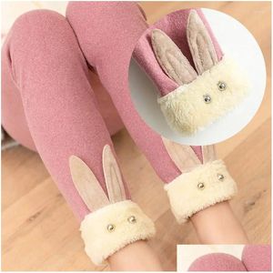 Trousers Girls Warm Pants With Fleece Thick Leggings For Girl Sweatpants Cotton Kids Casual Outfits Children Clothes Drop Delivery Bab Ot6Pa