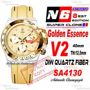 Diw Golden Essence Quartz Carbon SA4130 Автоматический хронограф мужские часы n6f v2 v2 желтый золото белый циферблат нейлоновый ремешок супер издание той же серийный карт чистка Reloj ptrx