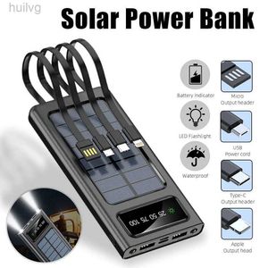 Cell Phone Power Banks 200000mAh Solar Power Bank Solar Battery Two-way Large Capacity Fast Charging Built-in Cable Power Bank External Battery 2443