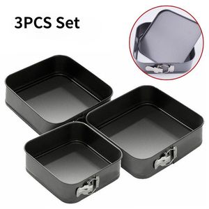 3pcs/set kare şekil kek tenekeleri kalıp sopa pişirme fırın tepsileri tava bar somun