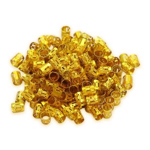 100 pezzi di peli dreadlock oro e argento anelli di cuffia regolabile trecce di capelli sporchi per perle