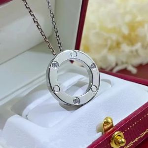 Love Screw Pendant Necklaces Titanium steel designer letter C with diamond luxury jewlery gifts girl gold silver rose wholesale not Fade Jewelry With box
