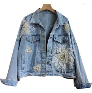 Ceket kadınları039s denim ceket dişi elmas püskül jean ceket tüy2417490 kat