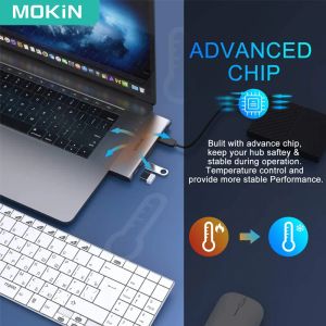 Mokin Type C Hub USB C Adapter 4K 60Hz HDMI USB 3.0 HUB TF/SD USB-C Thunderbolt 3 Adapter för MacBook Pro PC Accessories Laptops