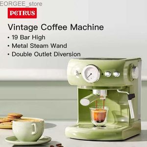 Кофе -производители Petrus Espresso Machine Retro Coffee Machine 19 Bar с паровой баром, используемым для латте Espresso Y240403