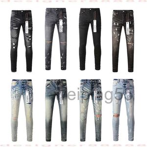 Purple Designer Jeans for Men - Slim Legged Ripped Patchwork Hole Skinny Motorcycle Trendy Jeansghezx4ix