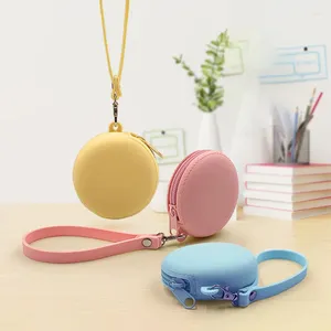 Storage Bags Women Silicone Coin Purse Cartoon Round Wallet Headset Bag Samll Change Pouch For Kids Girl Gift