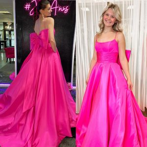 Taffeta Ballgown Prom Queen Dress Bow Rücken Riched Taille Festpageant Winter Formal Abend Party Landebahn Schwarz-Tie-Gala Oscar Hoco Kleid offener Rückenleuchtung Hellrosa Melone