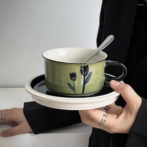 Becher Kaffeetasse Set Trinkgläser Keramik Milch kleiner Tasse mit Tablettliebhabern Cappuccino Tassen Keramik