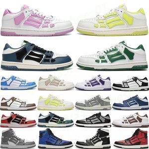 Designer Men High Athletic Shoes skelett Bones Runner Women Black White Blue Green Casual Sports Skel Top Low äkta läder spetsar upp lyxtränare Sneakers Y43