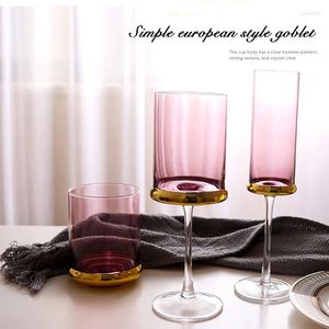 Wine Glasses (Can Engrave Logo) 400ML Color Red Glass Household Golden Water Heat-resistant Tea Cup Coffee Bar Goblet