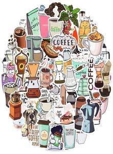 50 pcs Vintage Coffee Stickers for Laptop Guitar Bike Game console Luggage Fridge Waterproof Cute Drinks Cartoon Sticker Pack7182378