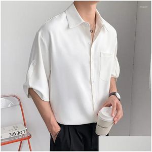 Mens Casual Shirts Shirt Korean Fashion Light Wind Summer Silk Ropa Clothing For Men Drop Delivery Apparel Dh01U