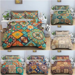 Sängkläder sätter 3D -tryckt bohemskt täcke omslag Set Ethnic Mandala för sovrum quilt King Twin enstaka storlek Hemtextil 2/3 st