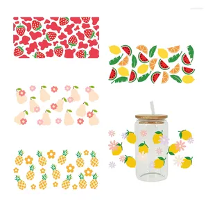 Window Stickers UV DTF Cherries Watermelons avokado för 16oz libbey -glasögon Wraps Diy Waterproof Easy to Use Custom Decals D2379