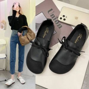 Pumps Shoes for Women 2023 Casual Flat Ladies Summer Footwear Moccasins Flats Round Toe Black with Straps Quick Delivery Beau Today 39