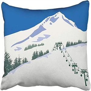 Pillow Skiing Ski Winter Scene Travel Mountain Villa Throw Cover Home Decor Nice Gift Indoor Pillowcase Standar Size