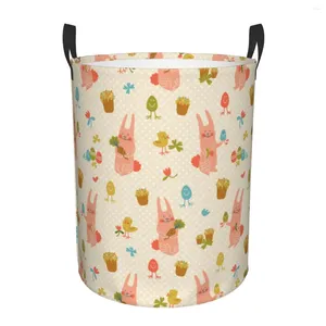 Laundry Bags Waterproof Storage Bag Colorful Rabbits Flowers Chickens Household Dirty Basket Folding Bucket Clothes Organizer