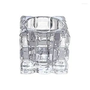 Candle Holders Creative Glass Holder Square Crystal Wedding Table Decor Ornaments Desktop Candlestick Party Supplies