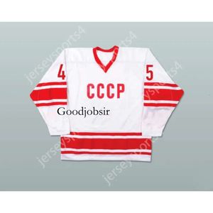 Gdsir Custom WHITE DONALD TRUMP 45 CCCP RUSSIAN TEAM HOCKEY JERSEY FAKE NEWS NEW Top Ed S-M-L-XL-XXL-3XL-4XL-5XL-6XL