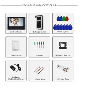 Smart TUYA 7 Inch Wifi Video Door Phone Intercom for Home Monitor entry system With Password/RFID Card Unlock Waterproof Camera